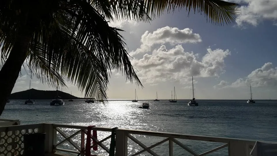 Sunset over the sailboat anchorage at Marigot on the French side of St Martin